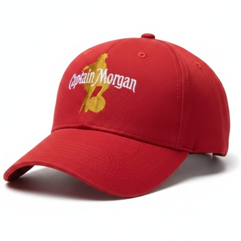 Captain Morgan Red Baseball Hat Cap Gold Embroidered Logo Adjustable DS-1045